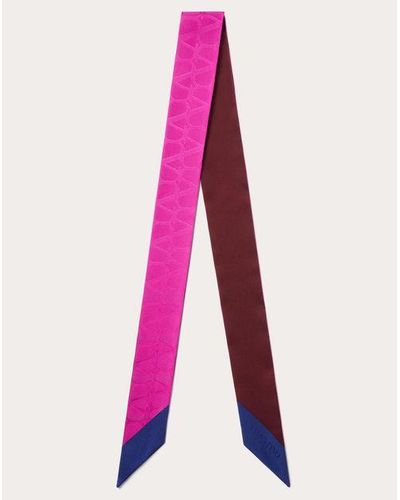 Valentino Garavani トワル イコノグラフ シルク バンドゥスカーフ 女性 Pink Pp/ブルー/ルビー - ピンク