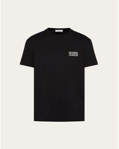 Valentino Vltnタグ コットン Tシャツ おとこ ブラック