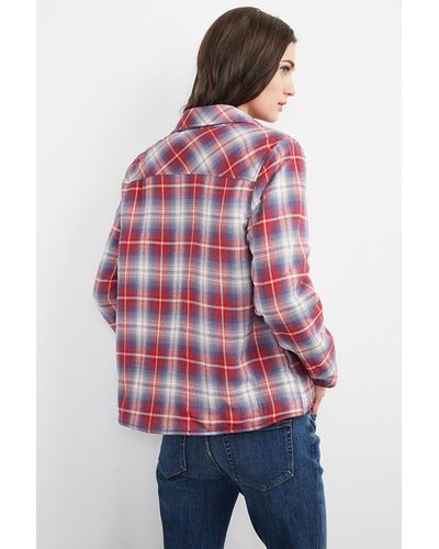 Velvet By Graham & Spencer Morgan Plaid Sherpa Jacket in Red/Blue (Blue) - Lyst