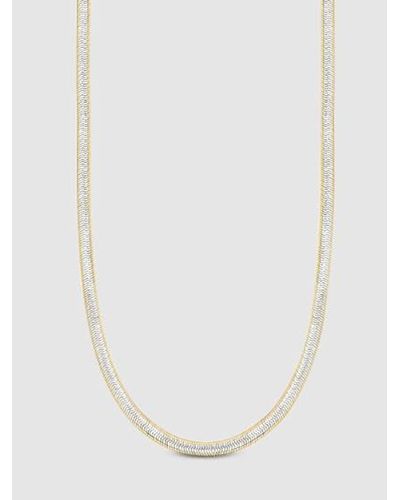 Bonheur Jewelry Cassie Italian Gold Herringbone Necklace - White