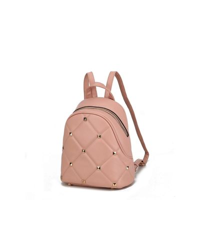 MKF Collection by Mia K Hayden Quilted Vegan Leather With Studs Backpack - Pink