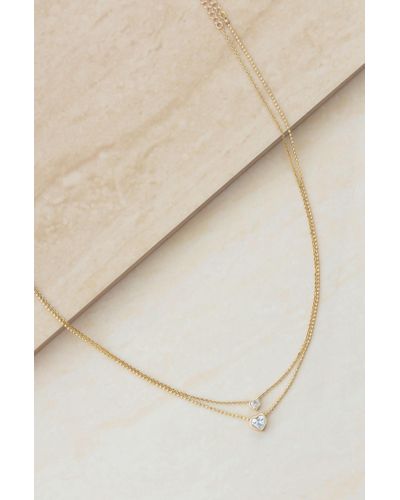 Ettika Simple Kind Of Life Dainty 18k Gold Plated Chain And Crystal Layered Necklace Set - Natural