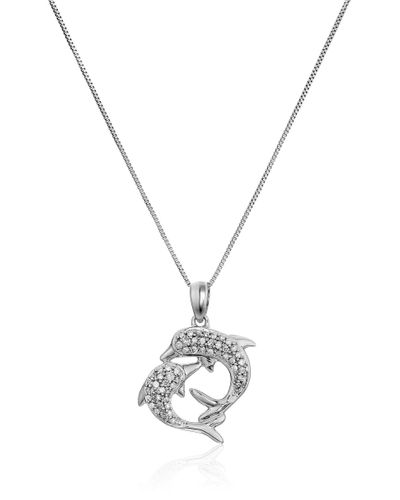Vir Jewels 1/6 Cttw Diamond Dolphin Pendant Necklace 14k White Gold With 18" Chain - Multicolor