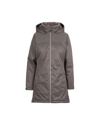Trespass womens homely padded hooded long jacket 2025 black