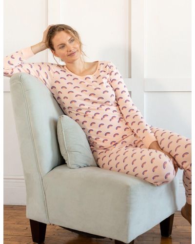 Leveret Retro Rainbow Two Piece Cotton Pajamas - Pink