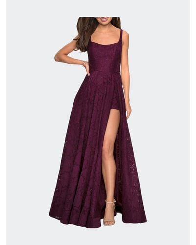 Long prom dress with shorts underneath cheap