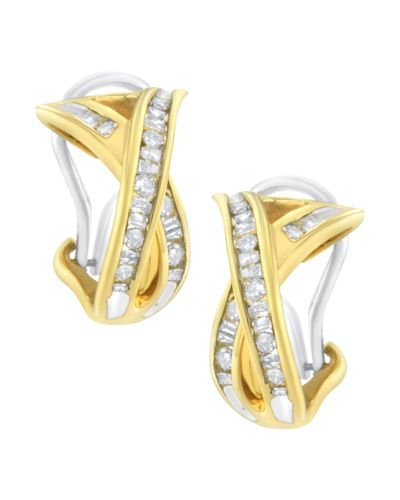 Haus of Brilliance 14k Yellow And White Gold 1/2 Tdw "x" Shape Cross Over Diamond Hoop Earrings - Metallic