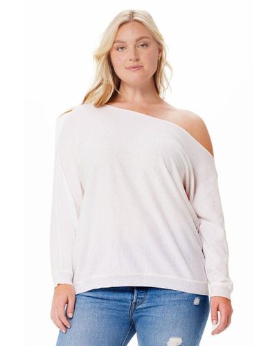 Minnie Rose Cotton Cashmere Off The Shoulder Sweaters - White