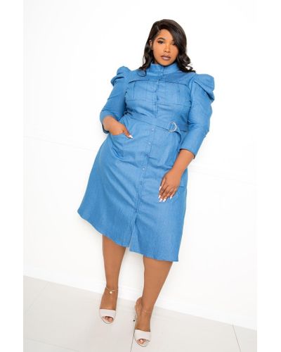 nelanie oversized shirt dress with puff sleeve