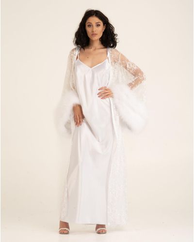 Bride Lumina Long Lace White Robe