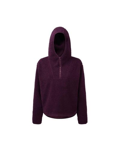 Tridri Sherpa Fleece Quarter Zip Hoodie - Purple