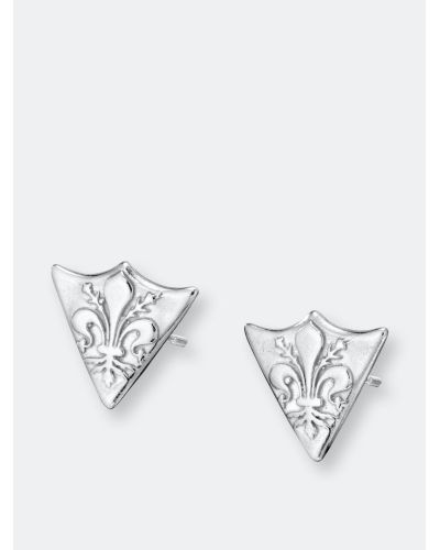 Florin Arte Fleur De Lis Shield Stud Earrings - White