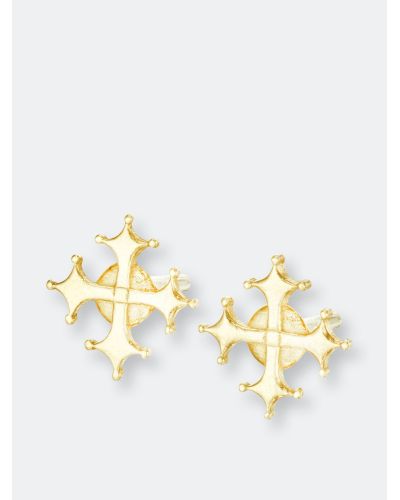 Florin Arte Maltese Cross Stud Earrings - Metallic