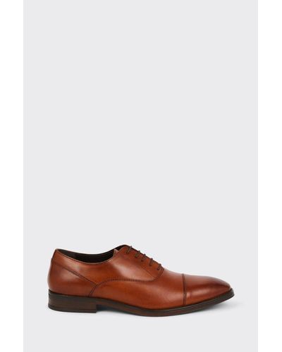 Burton Leather Toe Cap Oxford Shoes - Brown