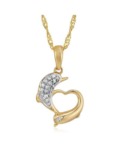 Vir Jewels 1/10 Cttw Diamond Dolphin Pendant Necklace 14k Yellow Gold With 18 Inch Chain - Metallic