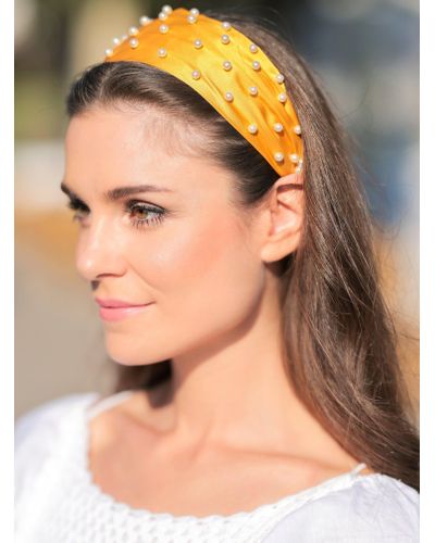 Shiraleah Pearl Wide Headband, Yellow