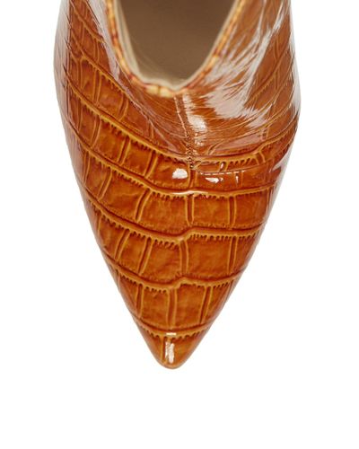 Vince Camuto Denim Benedie Patent Bootie in Brown - Lyst