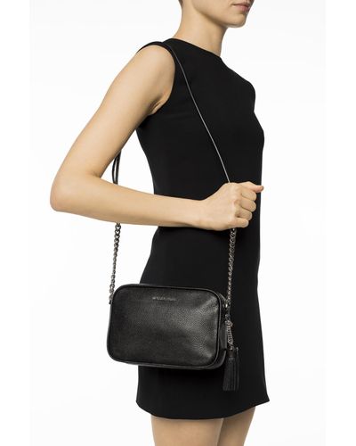 Michael Kors Leather 'ginny' Shoulder Bag in Black - Lyst