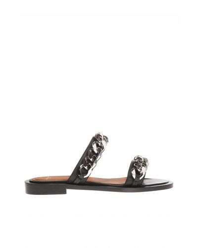 Givenchy Leather Chained Slides in Black - Lyst