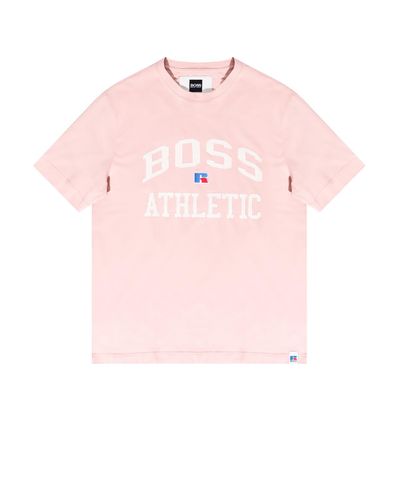 BOSS by HUGO BOSS Cotton X Russell Athletic in Pink for Men - Lyst