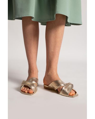 Jimmy Choo Leather 'narisa' Slides Gold in Metallic - Lyst