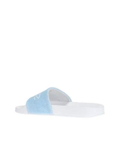 Versace Logo-embroidered Slides in Light Blue (Blue) - Lyst
