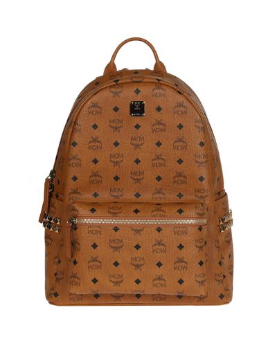 MCM Leather Stark Spike Backpack in Brown for Men - Lyst