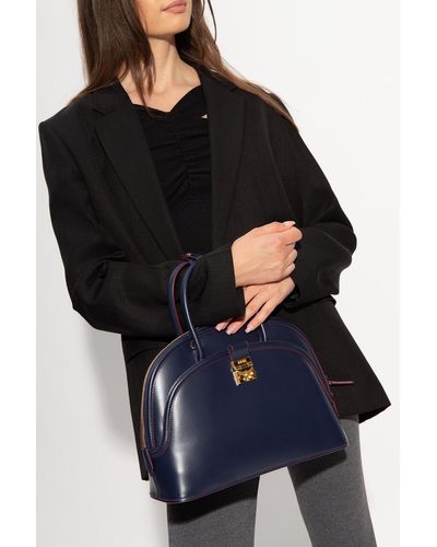 mcm blue shoulder bolsa