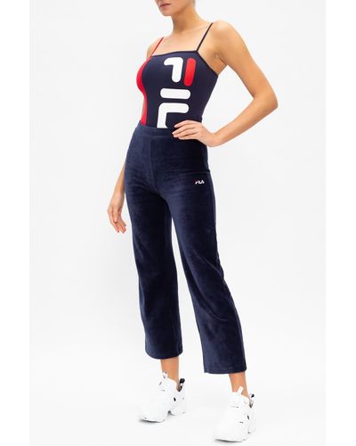Fila Velvet Sweatpants in Navy Blue (Blue) - Lyst