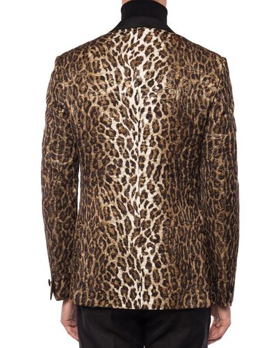 Versace Synthetic Leopard-printed Blazer in Brown for Men - Lyst