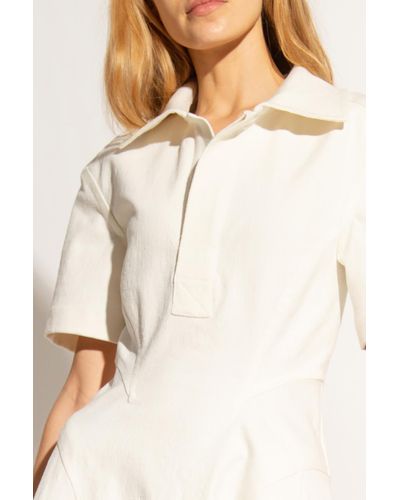 Bottega Veneta Linen Long Dress With Short Sleeves in White - Lyst