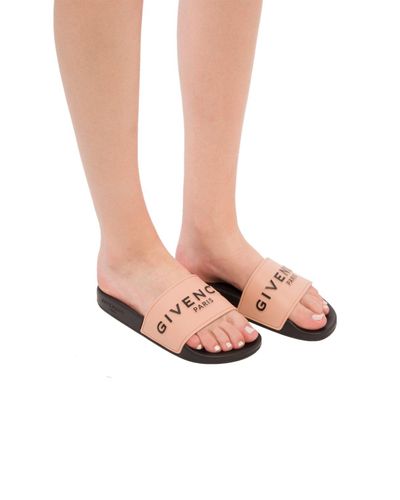 Givenchy Rubber Pink And Black Logo Pool Slides | Lyst