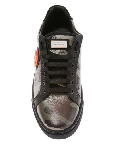 Philipp Plein Leather Camo Sneakers in Black for Men - Lyst