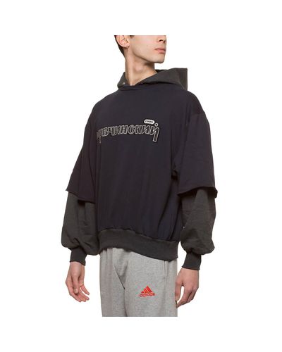 Gosha Rubchinskiy Cotton Combo Logo Hoodie in Blue for Men - Lyst