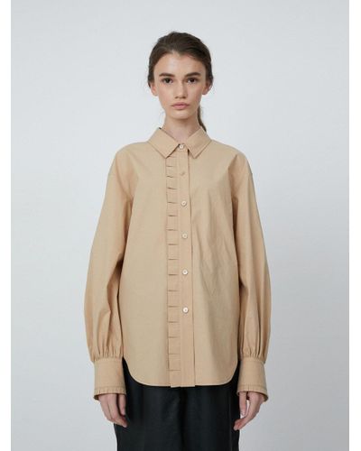 AEER Cotton Shirt Flounce in Beige (Natural) - Lyst