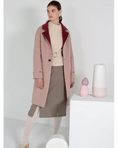 petite pink wool coat