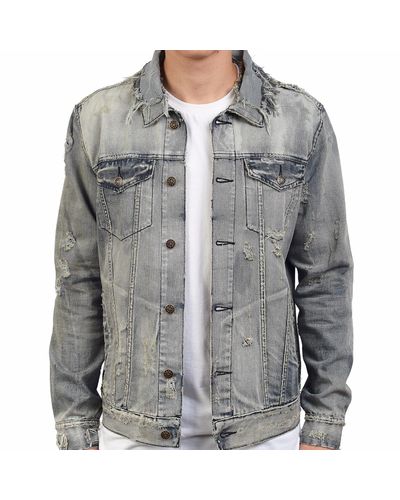 grey ripped denim jacket