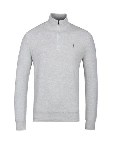 Polo Ralph Lauren Cotton Grey Quarter Zip Sweatshirt in Grey for Men ...