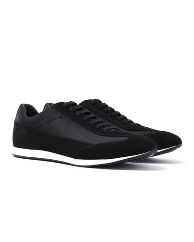 BOSS by HUGO BOSS Fulltime Black Suede Leather Low Top Trainers for Men ...