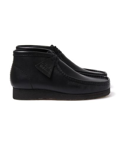 Clarks Wallabee Black Leather Boots for Men | Lyst