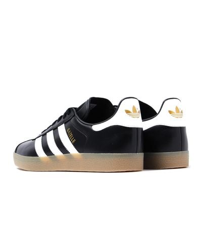 adidas Originals Leather Black & Gold Gazelle Trainers for Men | Lyst