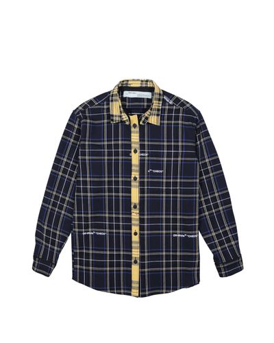 Off-White c/o Virgil Abloh Flannel Deconstructed Check Shirt in Blue |  Yellow | White (Blue) for Men | Lyst