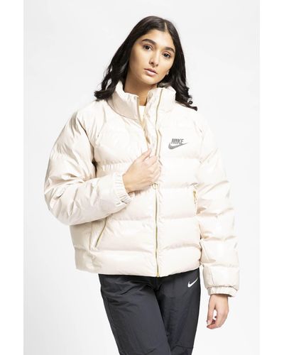 nike cream high neck puffer jacket