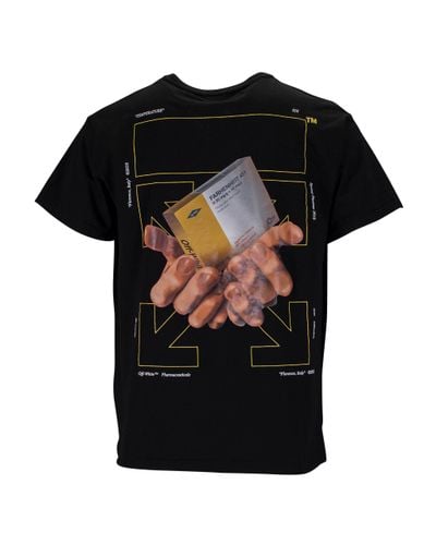 Off-White c/o Virgil Cotton Fahrenheit 451 Pill Box Hands T-shirt in Black | Yellow (Black) for Men - Lyst