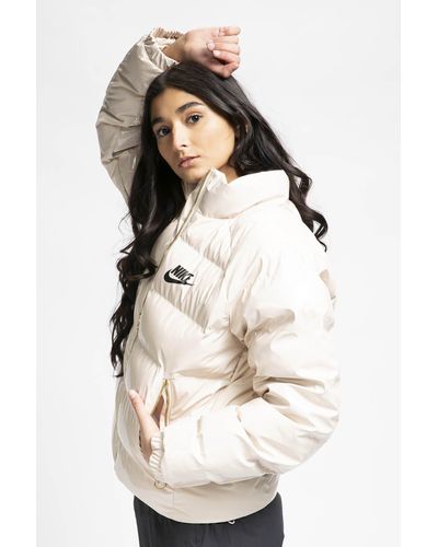 nike cream high neck puffer jacket