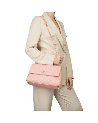 Chanel Pink Quilted Caviar Leather Small Coco Handle Lyst