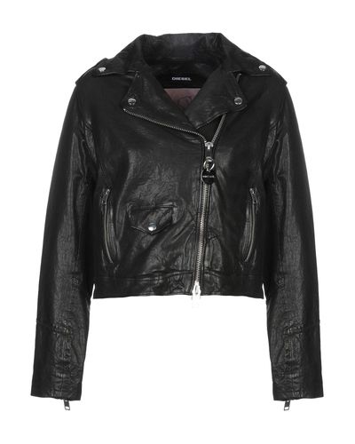 DIESEL Leather Jacket in Black - Lyst