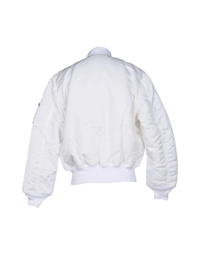 Alpha Industries Leather Jacket in White for Men - Lyst