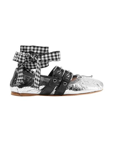 miu miu silver flats