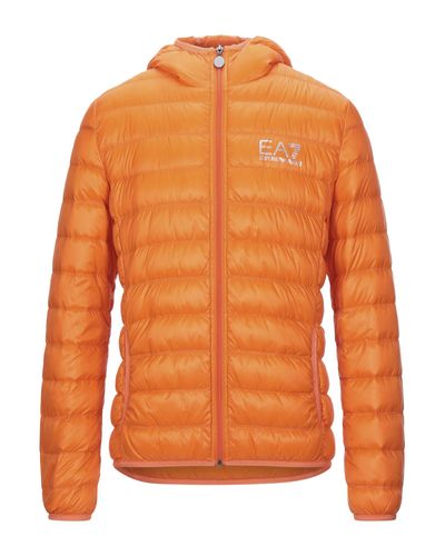 EA7 Down Jacket in Orange for Men - Lyst